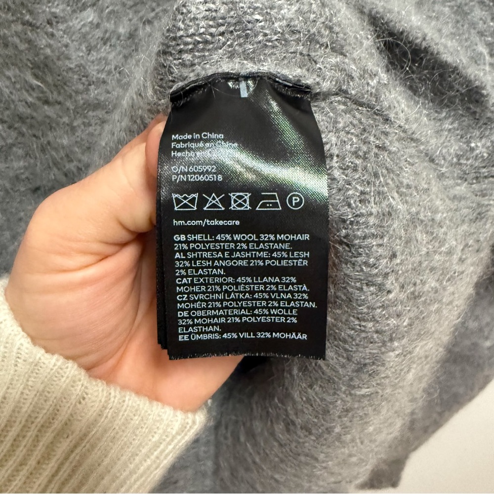 H&M mohair blend charcoal grey oversized fuzzy loose fit minimal scandi girl - Picture 9 of 12